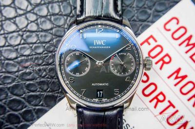 DM Factory IWC Portugieser 7 Days Automatic Black Leather Strap Black Dial 42 MM Men's Watch 